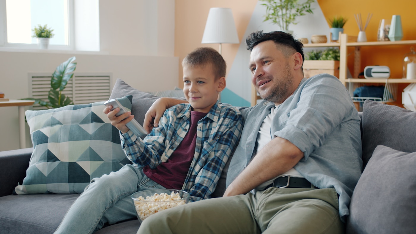 Family enjoying IPTV streaming
